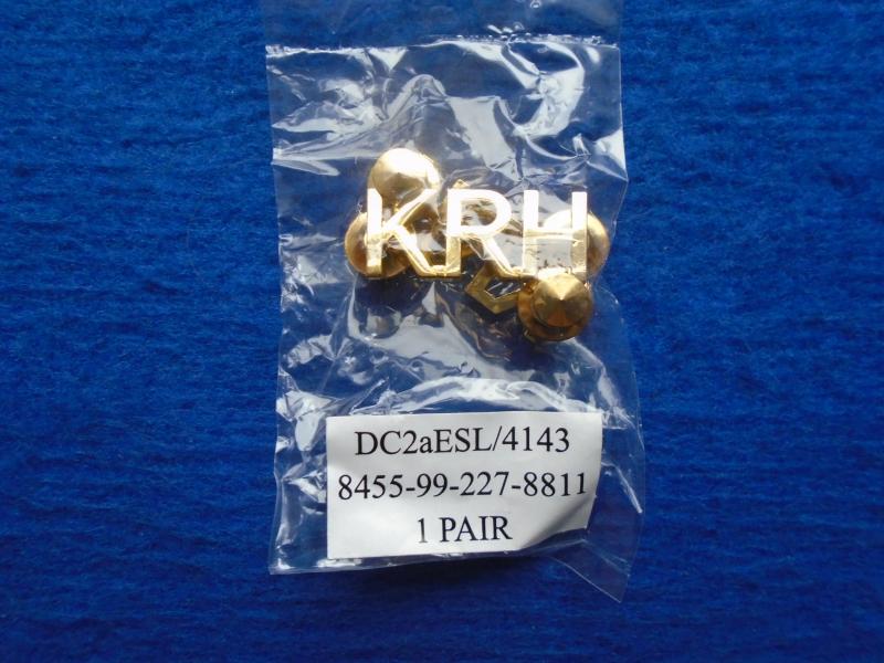 PAIR NEW KRH, KINGS ROYAL HUSSARS GOLD PLATED METAL SHOULDER TITLES