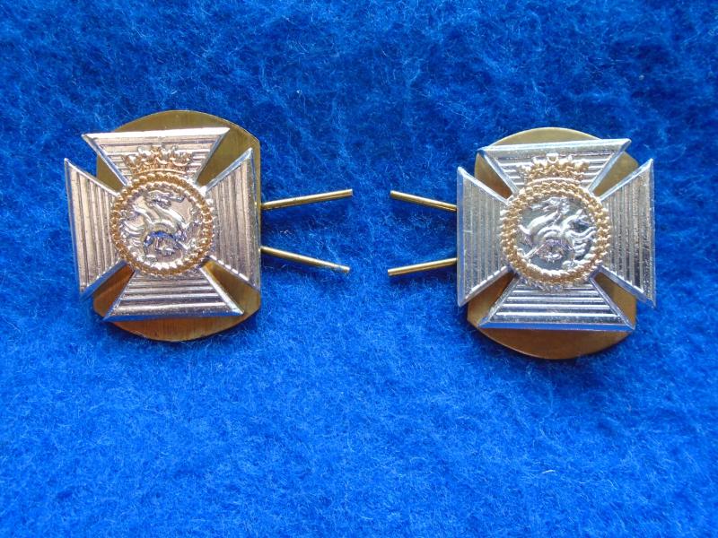 PAIR DUKE OF EDINBURGH'S ROYAL REGIMENT (BERKS & WILTS) COLLAR BADGES + PLATES