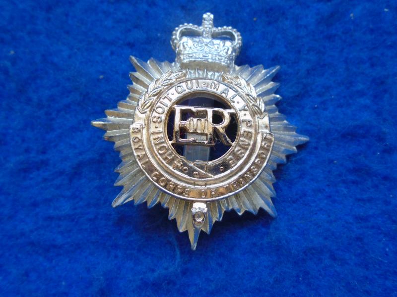 ROYAL CORPS OF TRANSPORT ANODISED STAYBRITE GOLD & SILVER TWO PART CAP BADGE, J.R. GAUNT