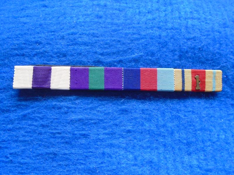 MILITARY SEW ON OR ATTACH TO BAR,  MEDAL RIBBON BAR, MILITARY CROSS/GENERAL SERVICE/1939-45 STAR/AFRICA STAR + METAL 1 (FIRST ARMY)