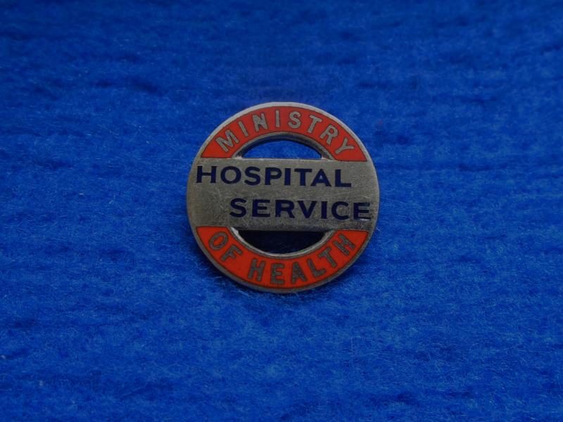 WWII MINISTRY OF HEALTH HOSPITAL SERVICE ENAMEL LAPEL BADGE BY H.W.M.