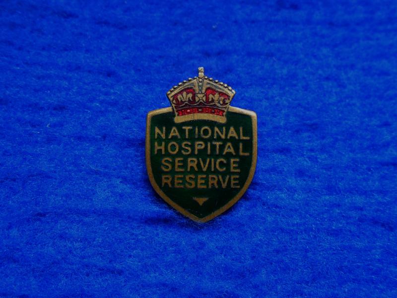 GRVI NATIONAL HOSPITAL SERVICE RESERVE NURSING BRASS & ENAMEL LAPEL BADGE BY FIRMIN LONDON