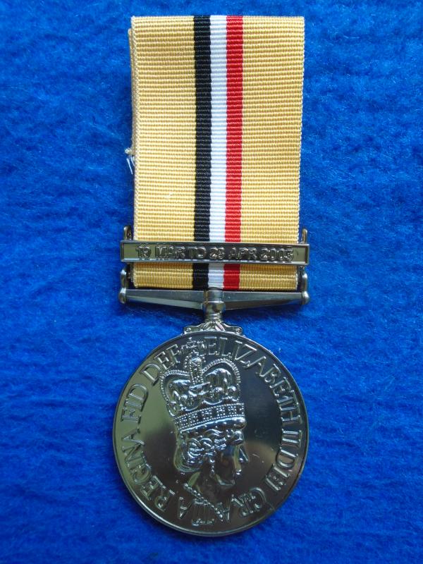 IRAQ FULL SIZE MEDAL + 19 MAR TO 28 APR 2003 CLASP & RIBBON, REPRODUCTION