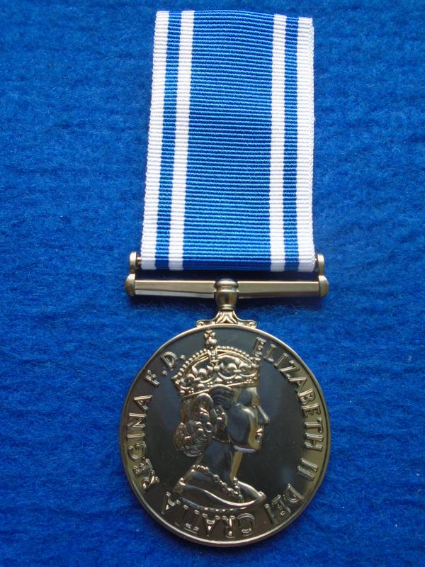 NEW ERII POLICE LONG SERVICE GOOD CONDUCT MEDAL WITH RIBBON, REPRODUCTION